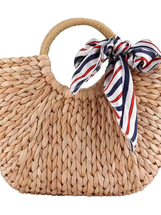Handbags - Summer Rattan Bag for Women Straw Hand-woven Top-handle Handbag Beach Sea Straw
